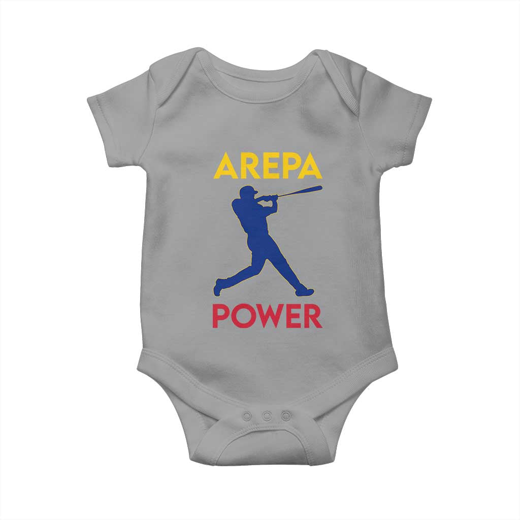 Arepa Power Baseball Batter Silhouette Baby Onesie Venezuelan Pride Beisbol for Baseball Fans