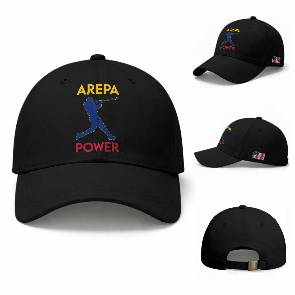 Arepa Power Baseball Batter Silhouette Baseball Cap Venezuelan Pride Beisbol for Baseball Fans