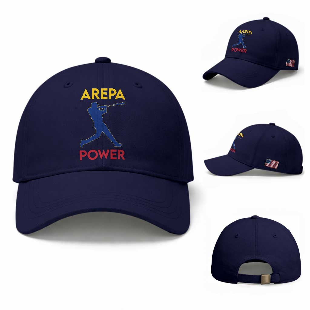 Arepa Power Baseball Batter Silhouette Baseball Cap Venezuelan Pride Beisbol for Baseball Fans