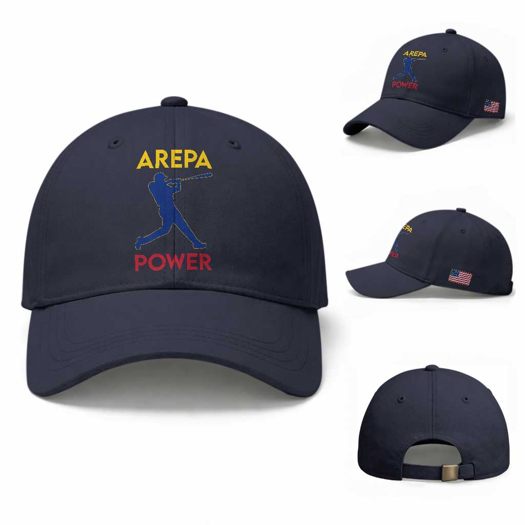Arepa Power Baseball Batter Silhouette Baseball Cap Venezuelan Pride Beisbol for Baseball Fans
