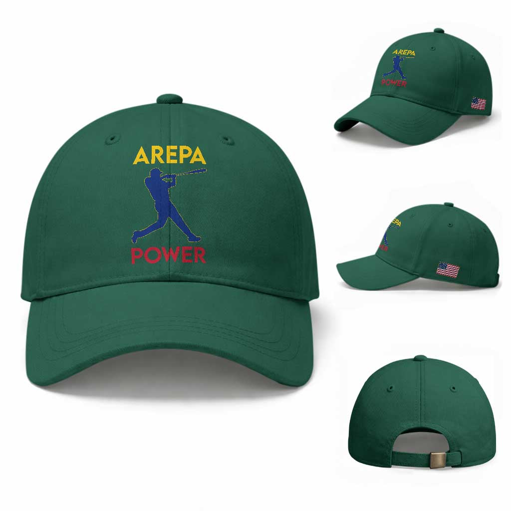 Arepa Power Baseball Batter Silhouette Baseball Cap Venezuelan Pride Beisbol for Baseball Fans