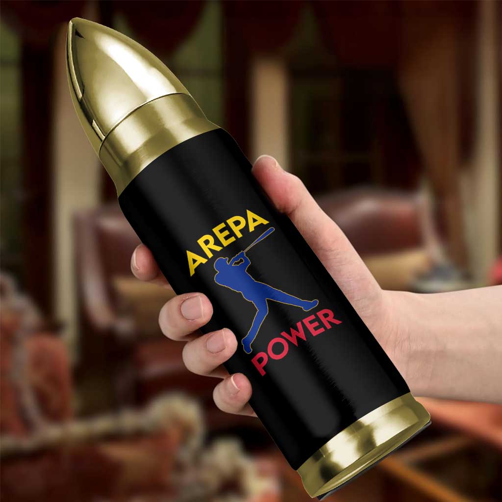 Arepa Power Baseball Batter Silhouette Bullet Tumbler Venezuelan Pride Beisbol for Baseball Fans