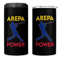 Arepa Power Baseball Batter Silhouette 4 in 1 Can Cooler Tumbler Venezuelan Pride Beisbol for Baseball Fans