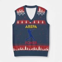 Arepa Power Baseball Batter Silhouette V-Neck Knit Sweater Vest Venezuelan Pride Beisbol for Baseball Fans