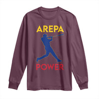 Arepa Power Baseball Batter Silhouette Long Sleeve Shirt Venezuelan Pride Beisbol for Baseball Fans