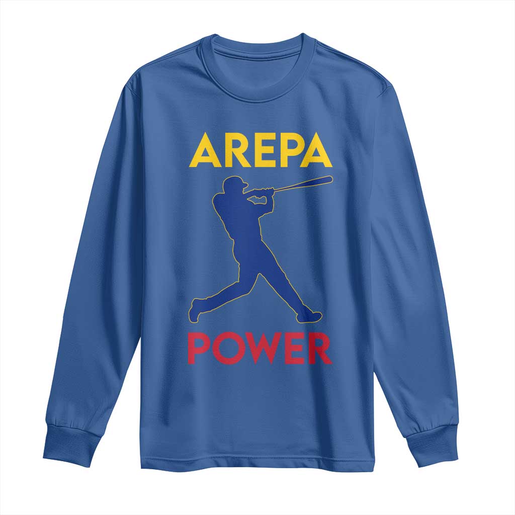Arepa Power Baseball Batter Silhouette Long Sleeve Shirt Venezuelan Pride Beisbol for Baseball Fans
