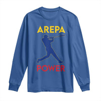Arepa Power Baseball Batter Silhouette Long Sleeve Shirt Venezuelan Pride Beisbol for Baseball Fans