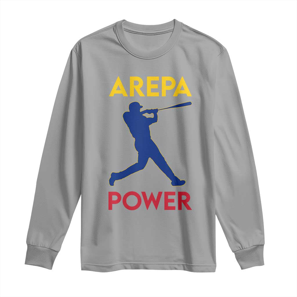 Arepa Power Baseball Batter Silhouette Long Sleeve Shirt Venezuelan Pride Beisbol for Baseball Fans
