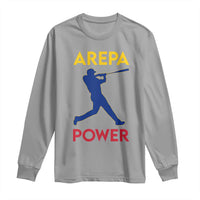 Arepa Power Baseball Batter Silhouette Long Sleeve Shirt Venezuelan Pride Beisbol for Baseball Fans