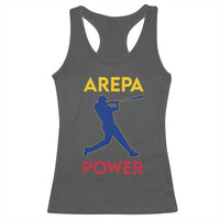 Arepa Power Baseball Batter Silhouette Racerback Tank Top Venezuelan Pride Beisbol for Baseball Fans