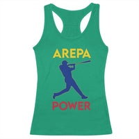 Arepa Power Baseball Batter Silhouette Racerback Tank Top Venezuelan Pride Beisbol for Baseball Fans