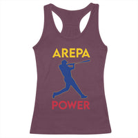Arepa Power Baseball Batter Silhouette Racerback Tank Top Venezuelan Pride Beisbol for Baseball Fans