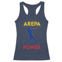 Arepa Power Baseball Batter Silhouette Racerback Tank Top Venezuelan Pride Beisbol for Baseball Fans