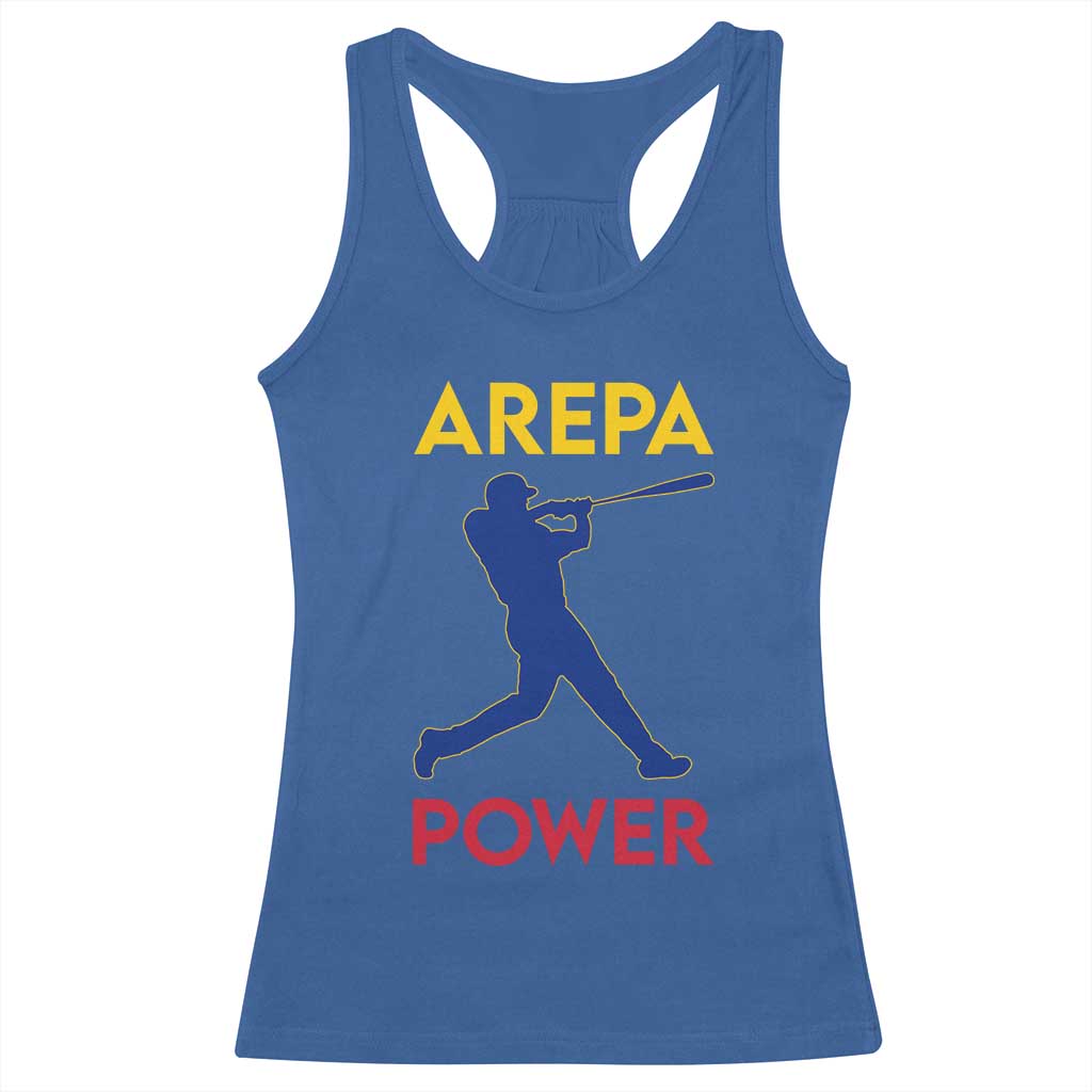 Arepa Power Baseball Batter Silhouette Racerback Tank Top Venezuelan Pride Beisbol for Baseball Fans