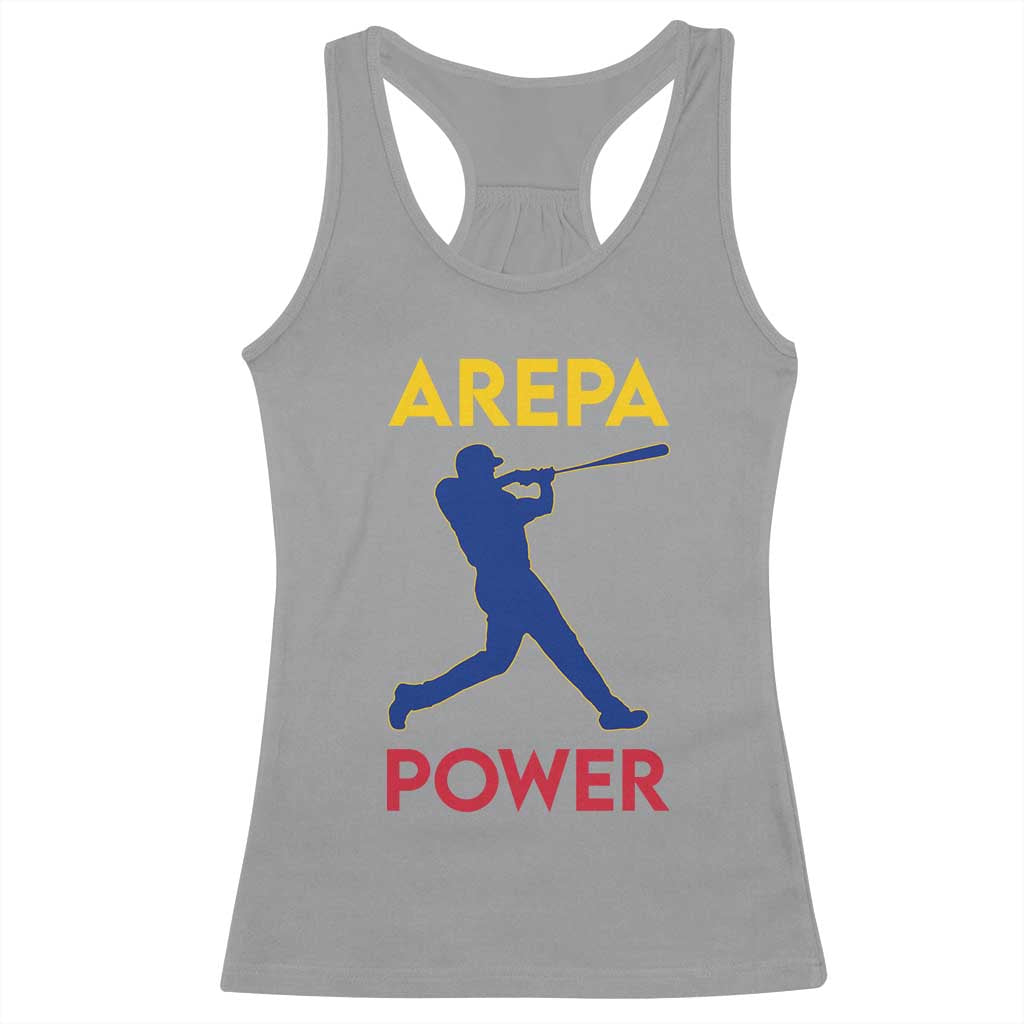 Arepa Power Baseball Batter Silhouette Racerback Tank Top Venezuelan Pride Beisbol for Baseball Fans