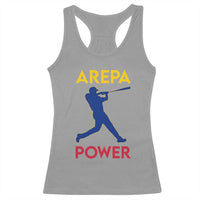 Arepa Power Baseball Batter Silhouette Racerback Tank Top Venezuelan Pride Beisbol for Baseball Fans