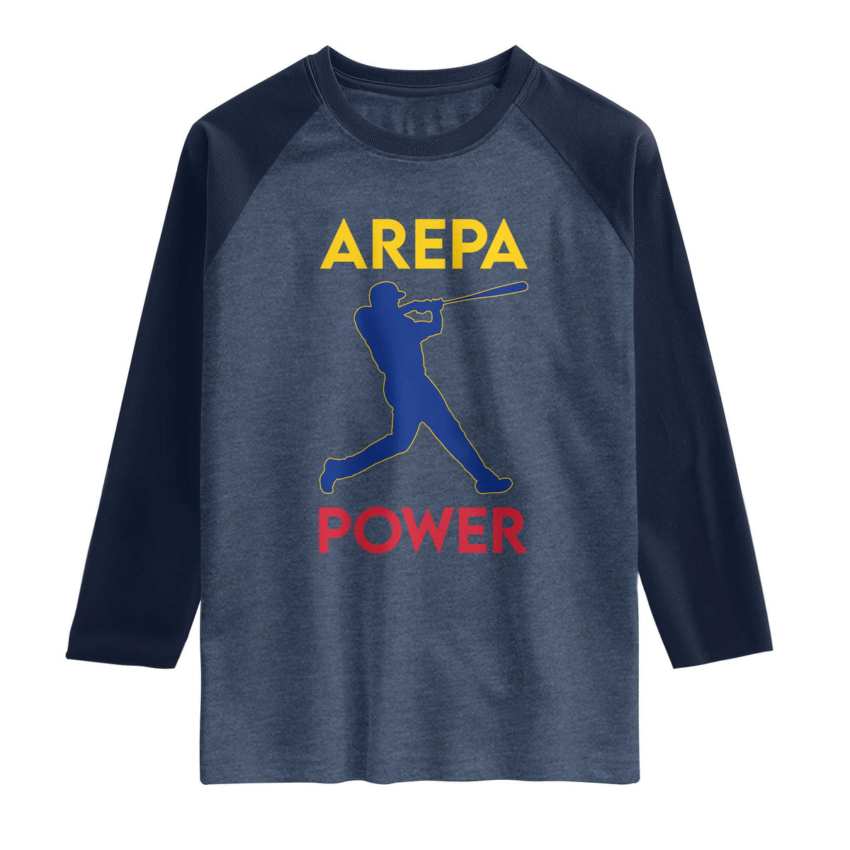 Arepa Power Baseball Batter Silhouette Raglan Shirt Venezuelan Pride Beisbol for Baseball Fans