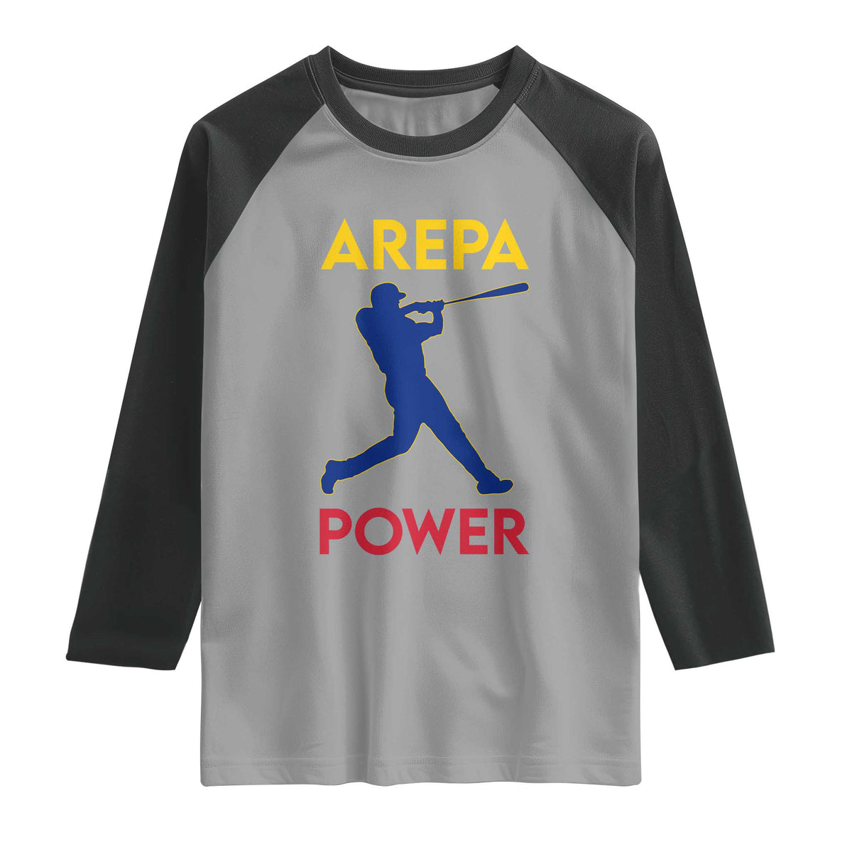 Arepa Power Baseball Batter Silhouette Raglan Shirt Venezuelan Pride Beisbol for Baseball Fans