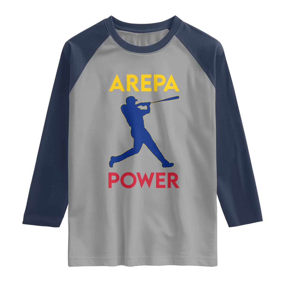 Arepa Power Baseball Batter Silhouette Raglan Shirt Venezuelan Pride Beisbol for Baseball Fans