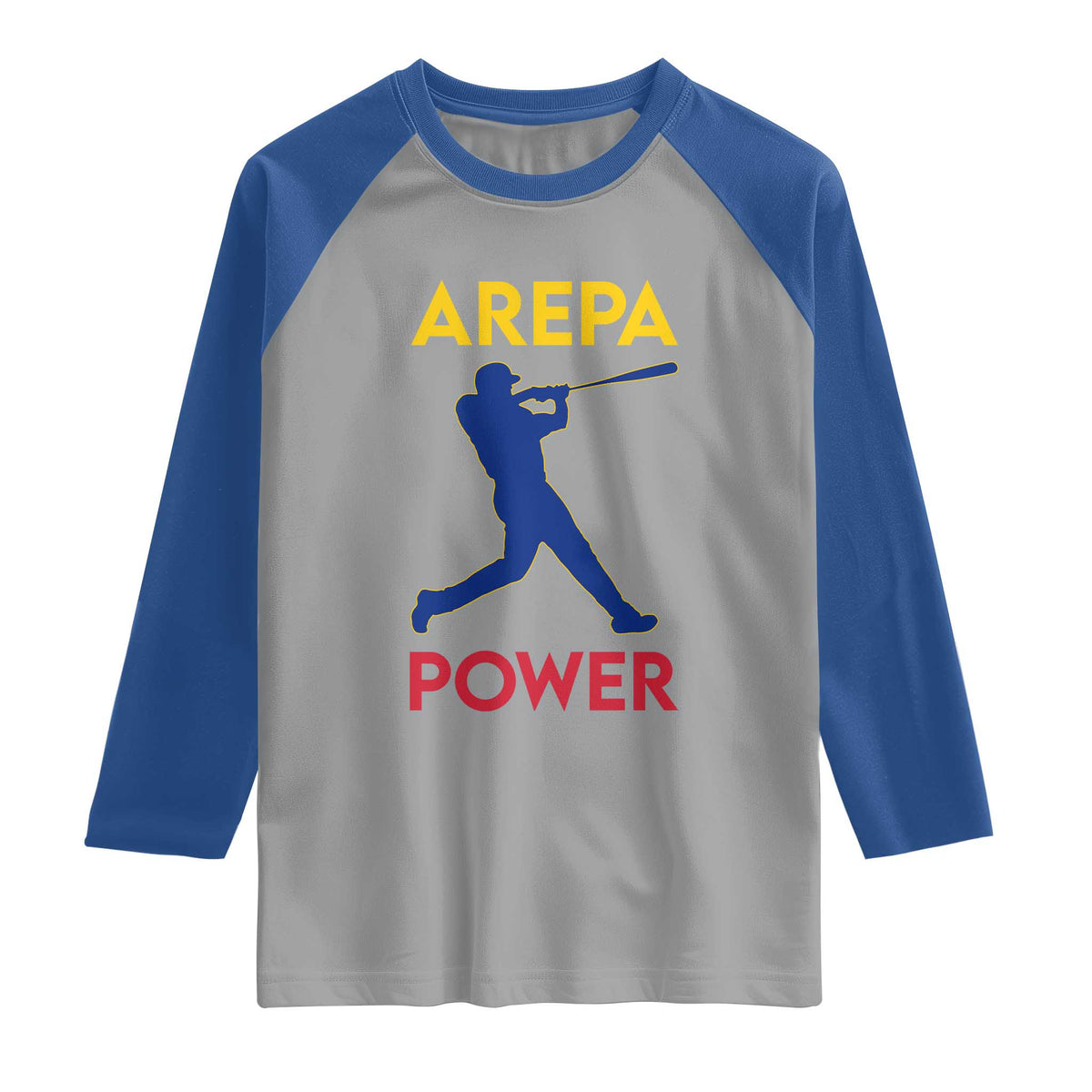 Arepa Power Baseball Batter Silhouette Raglan Shirt Venezuelan Pride Beisbol for Baseball Fans