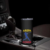 Arepa Power Baseball Batter Silhouette Skinny Tumbler Venezuelan Pride Beisbol for Baseball Fans