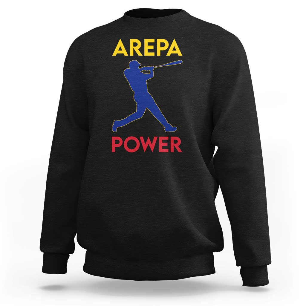 Arepa Power Baseball Batter Silhouette Sweatshirt Venezuelan Pride Beisbol for Baseball Fans