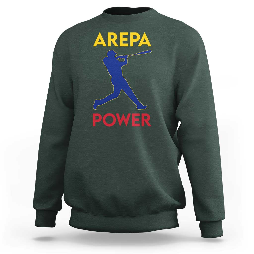 Arepa Power Baseball Batter Silhouette Sweatshirt Venezuelan Pride Beisbol for Baseball Fans