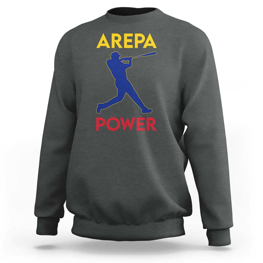 Arepa Power Baseball Batter Silhouette Sweatshirt Venezuelan Pride Beisbol for Baseball Fans