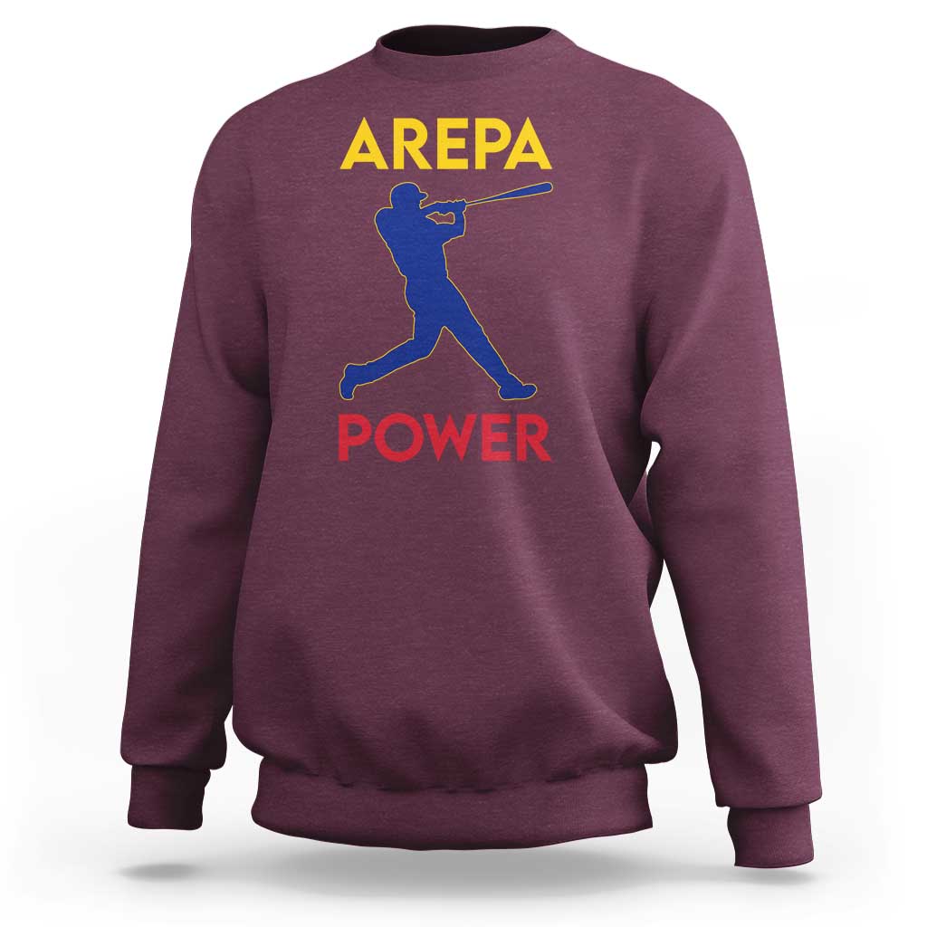 Arepa Power Baseball Batter Silhouette Sweatshirt Venezuelan Pride Beisbol for Baseball Fans