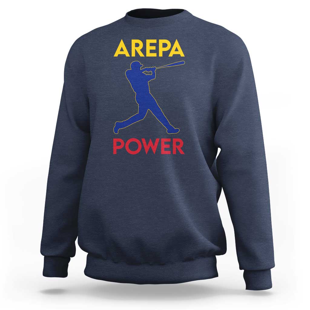 Arepa Power Baseball Batter Silhouette Sweatshirt Venezuelan Pride Beisbol for Baseball Fans