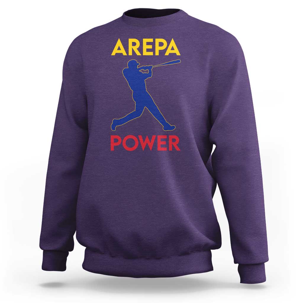 Arepa Power Baseball Batter Silhouette Sweatshirt Venezuelan Pride Beisbol for Baseball Fans