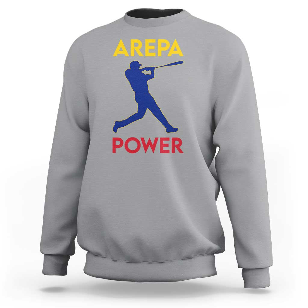 Arepa Power Baseball Batter Silhouette Sweatshirt Venezuelan Pride Beisbol for Baseball Fans
