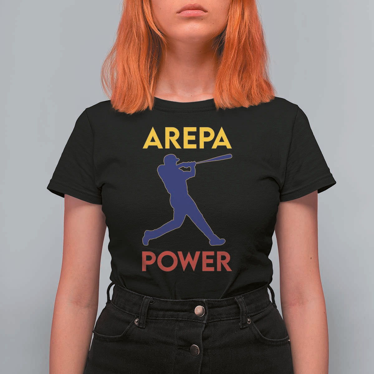Arepa Power Baseball Batter Silhouette T Shirt For Women Venezuelan Pride Beisbol for Baseball Fans