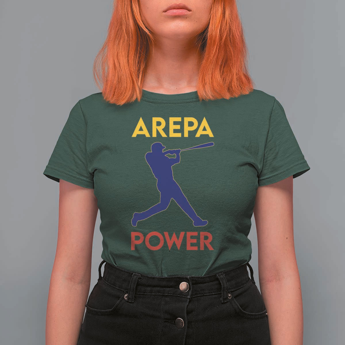 Arepa Power Baseball Batter Silhouette T Shirt For Women Venezuelan Pride Beisbol for Baseball Fans