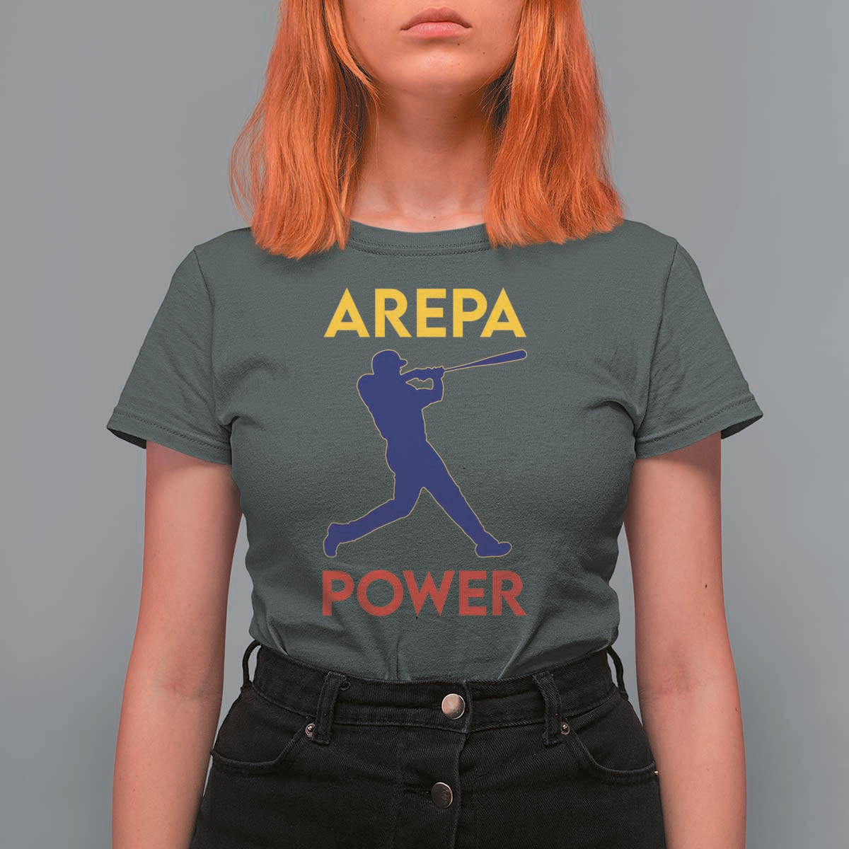 Arepa Power Baseball Batter Silhouette T Shirt For Women Venezuelan Pride Beisbol for Baseball Fans