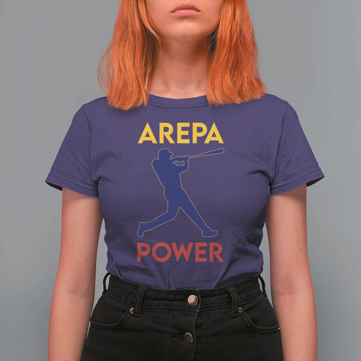 Arepa Power Baseball Batter Silhouette T Shirt For Women Venezuelan Pride Beisbol for Baseball Fans