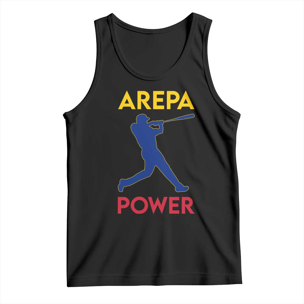 Arepa Power Baseball Batter Silhouette Tank Top Venezuelan Pride Beisbol for Baseball Fans