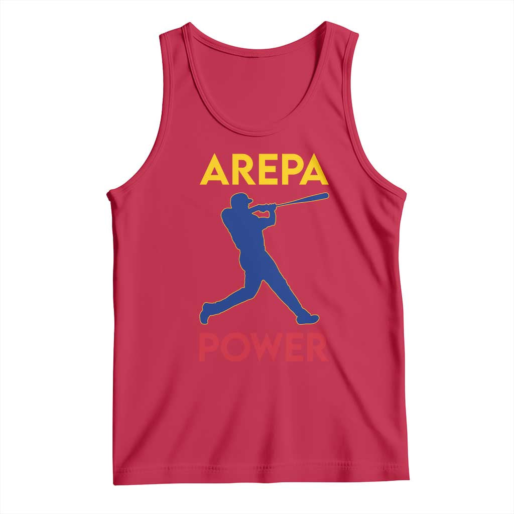Arepa Power Baseball Batter Silhouette Tank Top Venezuelan Pride Beisbol for Baseball Fans