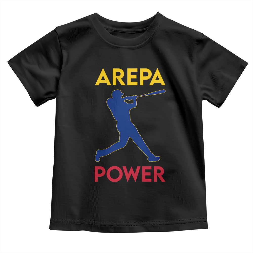 Arepa Power Baseball Batter Silhouette Toddler T Shirt Venezuelan Pride Beisbol for Baseball Fans