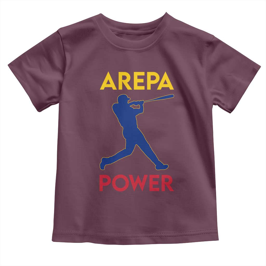 Arepa Power Baseball Batter Silhouette Toddler T Shirt Venezuelan Pride Beisbol for Baseball Fans