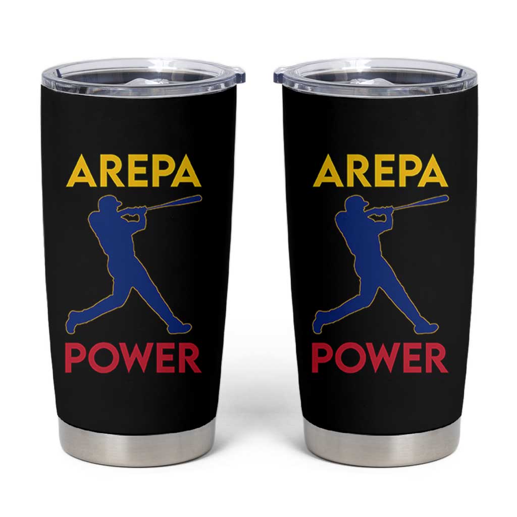 Arepa Power Baseball Batter Silhouette Tumbler Cup Venezuelan Pride Beisbol for Baseball Fans