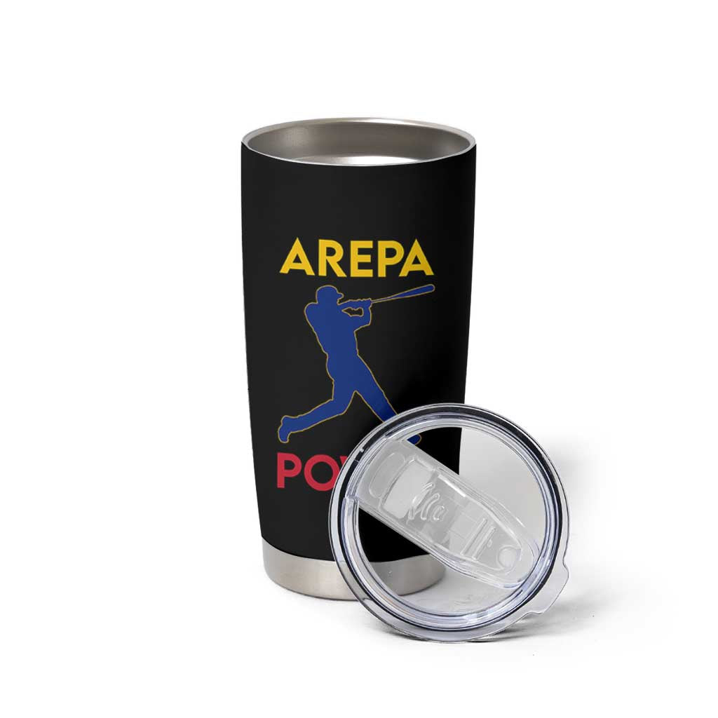 Arepa Power Baseball Batter Silhouette Tumbler Cup Venezuelan Pride Beisbol for Baseball Fans