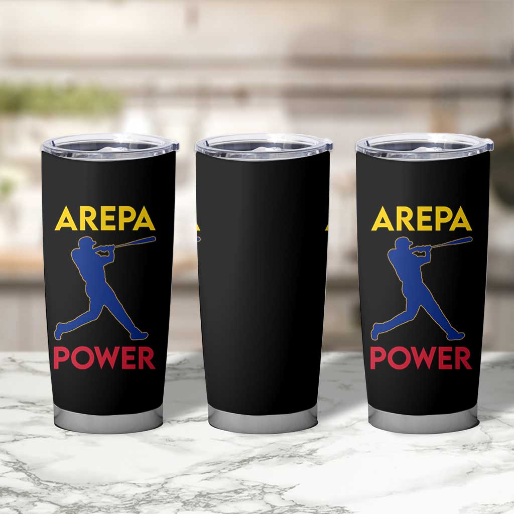 Arepa Power Baseball Batter Silhouette Tumbler Cup Venezuelan Pride Beisbol for Baseball Fans