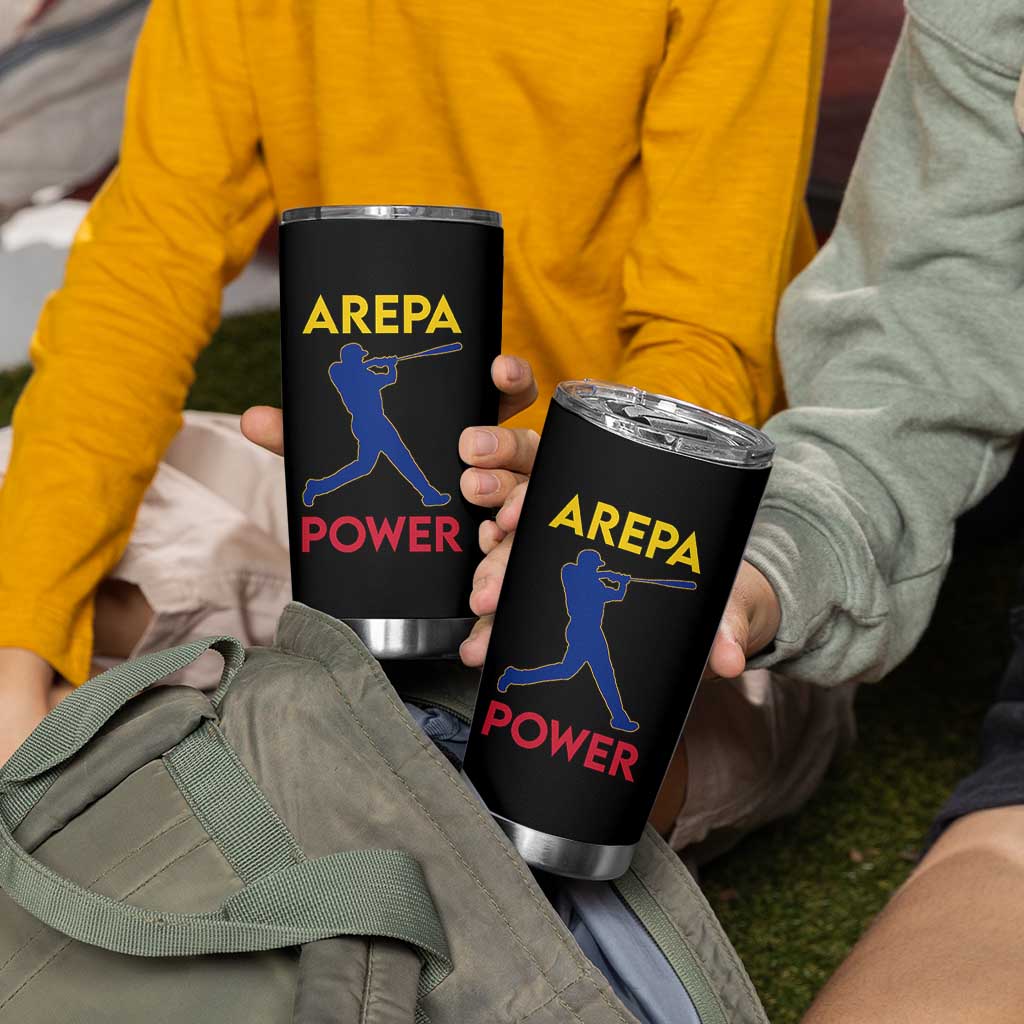 Arepa Power Baseball Batter Silhouette Tumbler Cup Venezuelan Pride Beisbol for Baseball Fans
