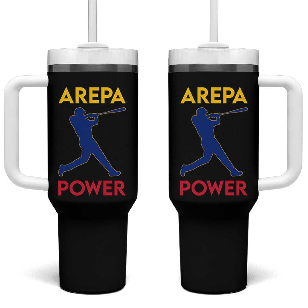 Arepa Power Baseball Batter Silhouette Tumbler With Handle Venezuelan Pride Beisbol for Baseball Fans