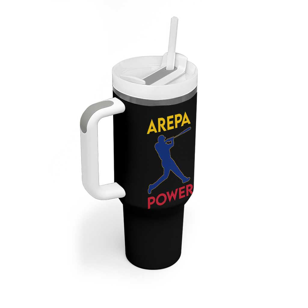 Arepa Power Baseball Batter Silhouette Tumbler With Handle Venezuelan Pride Beisbol for Baseball Fans