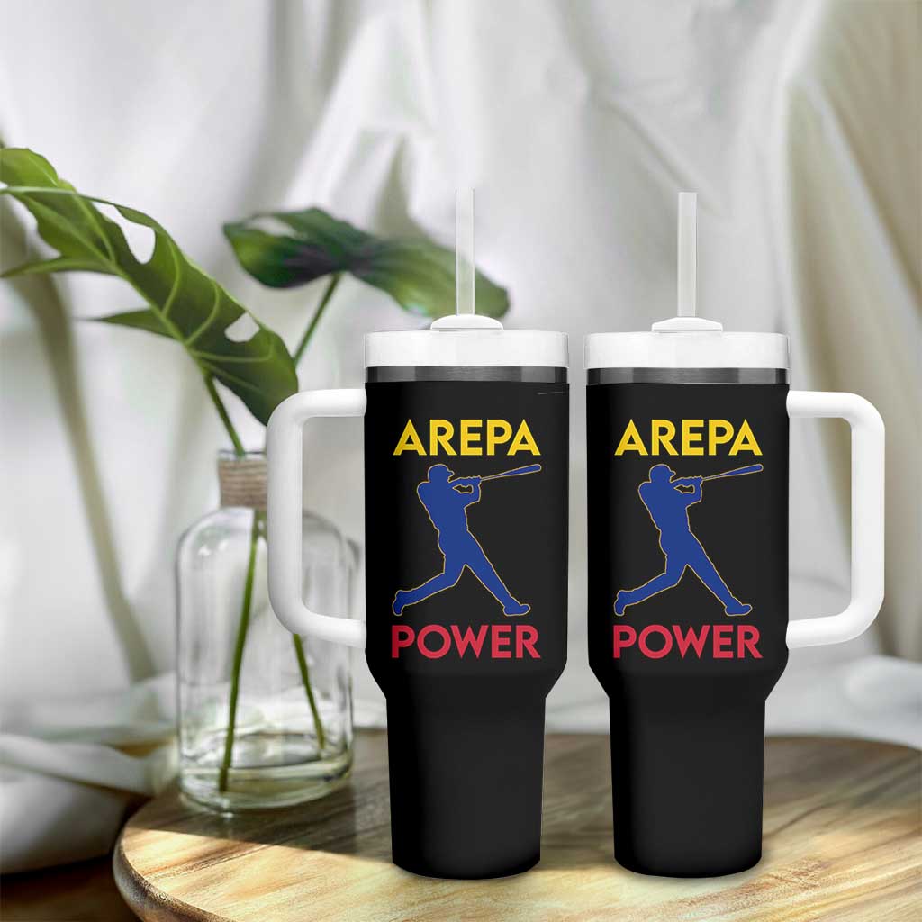 Arepa Power Baseball Batter Silhouette Tumbler With Handle Venezuelan Pride Beisbol for Baseball Fans