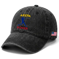 Arepa Power Baseball Batter Silhouette Washed Cotton Baseball Cap Venezuelan Pride Beisbol for Baseball Fans