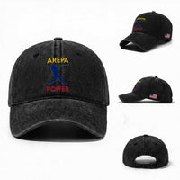 Arepa Power Baseball Batter Silhouette Washed Cotton Baseball Cap Venezuelan Pride Beisbol for Baseball Fans