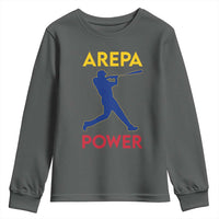 Arepa Power Baseball Batter Silhouette Youth Sweatshirt Venezuelan Pride Beisbol for Baseball Fans